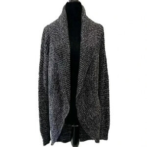 Ricki’s Circle Cardigan Open  Front Draped Collar Sweater Black White Small